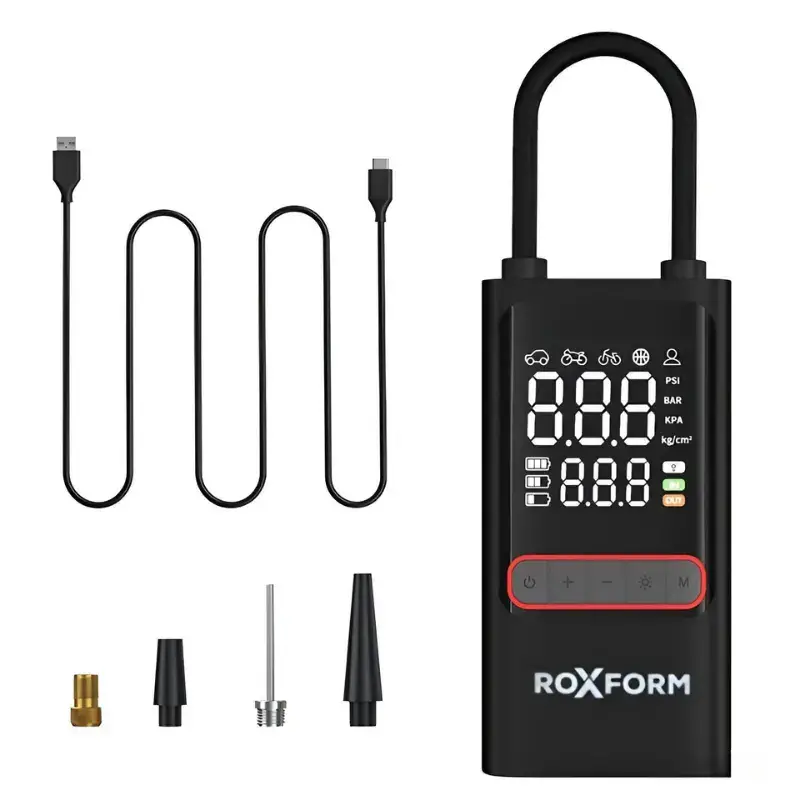 Roxform Car Air Pump – 80W Güçlü Taşınabilir Araç Lastik Şişirme Pompası | 4.000 mAh Batarya, 150 PSI - 1