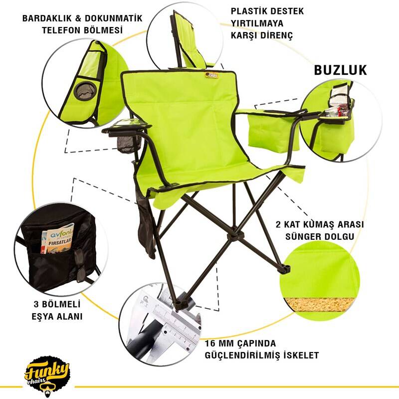FUNKY CHAIRS Cool Ice Lüks Kamp Sandalyesi Fıstık Yeşili - 4