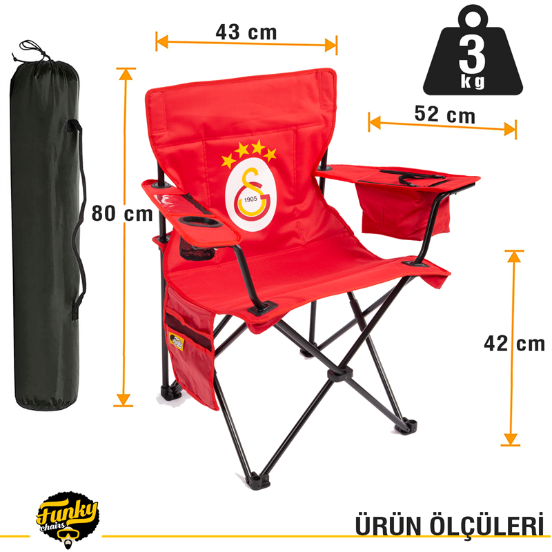 FUNKY CHAIRS Galatasaray Lisanslı Katlanabilir Kamp Sandalyesi Buzluklu - 4