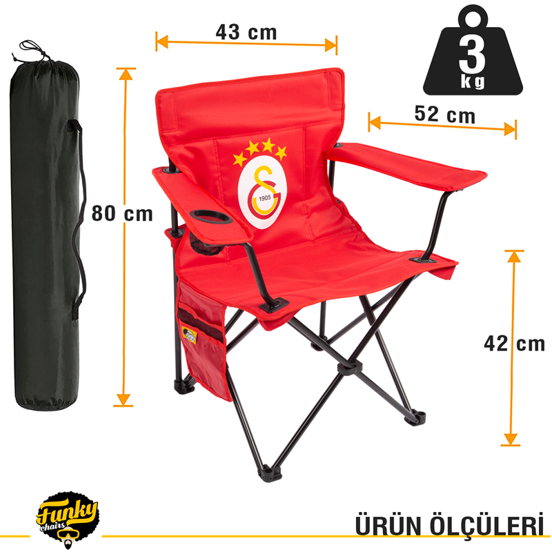 FUNKY CHAIRS Galatasaray Lisanslı Katlanabilir Kamp Sandalyesi - Kamp Koltuğu - 4