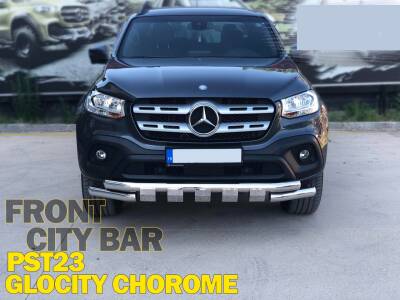 Mercedes X-Class Off Road Krom Ön Koruma Ön Tampon Koruma Demiri Krom Glocity Chrome 2017+ PST23 - 1