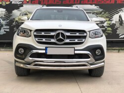 Mercedes X-Class Off Road Ön Tampon Koruma Demiri Krom Çiftli Bıyık Arrowplus Chrome 2017+ PST17 - 1