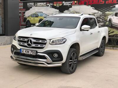 Mercedes X-Class Off Road Ön Tampon Koruma Demiri Krom Çiftli Bıyık Arrowplus Chrome 2017+ PST17 - 2