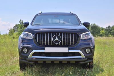 Mercedes X-Class Off Road Siyah Ön Koruma Ön Tampon Koruma Demiri Krom Glocity Black 2017+ PST24 - 1