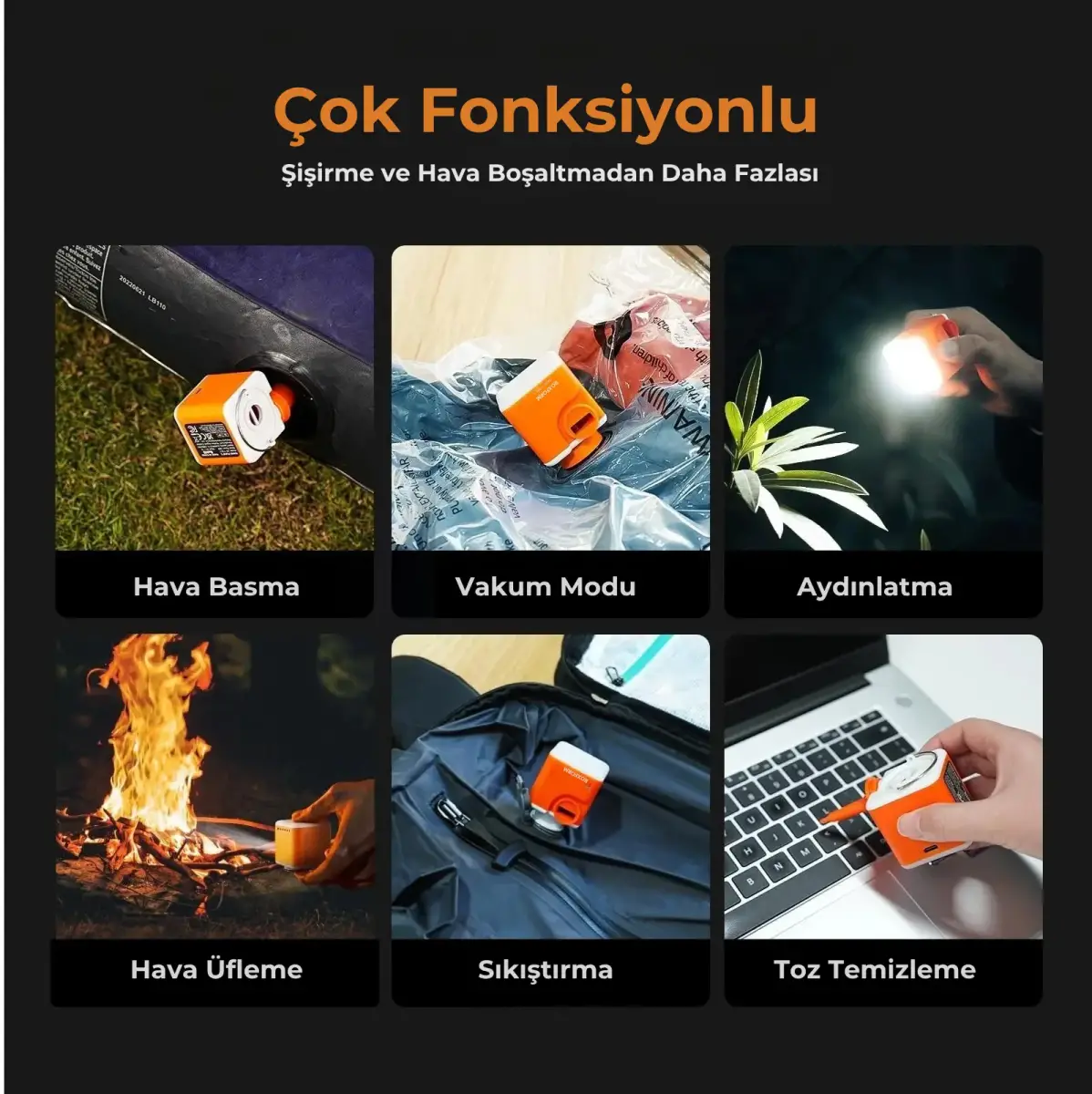 Roxform Nano Pump 5 Aydınlatmalı Taşınabilir Mini Hava Pompası - 7