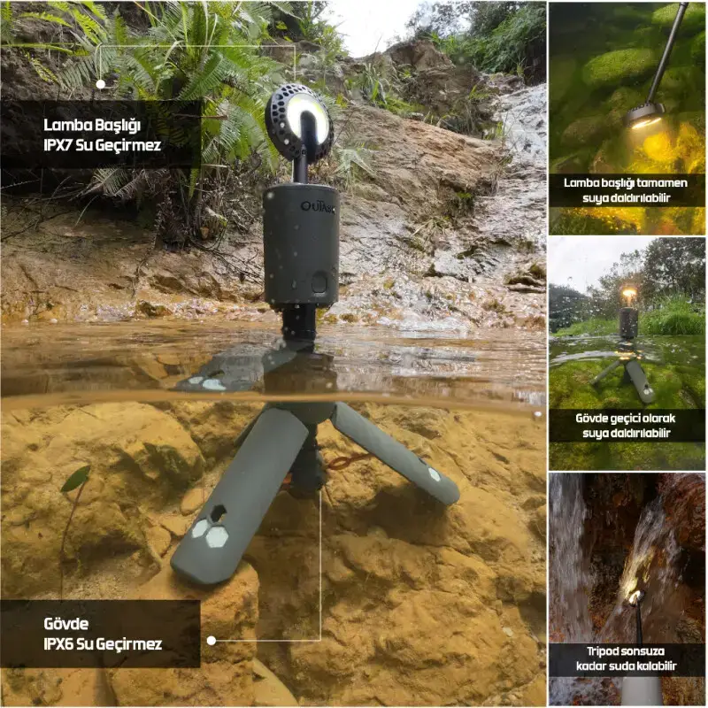 OUTASK Teleskopik Taşınabilir Şarjlı Kamp ve Balıkçı Feneri, Katlanabilir, Manyetik, 12000mAh Bataryalı, Powerbank Özellikli, Su Geçirmez, LED 720° Aydınlatma, Kamp Lambası, El Feneri - 11