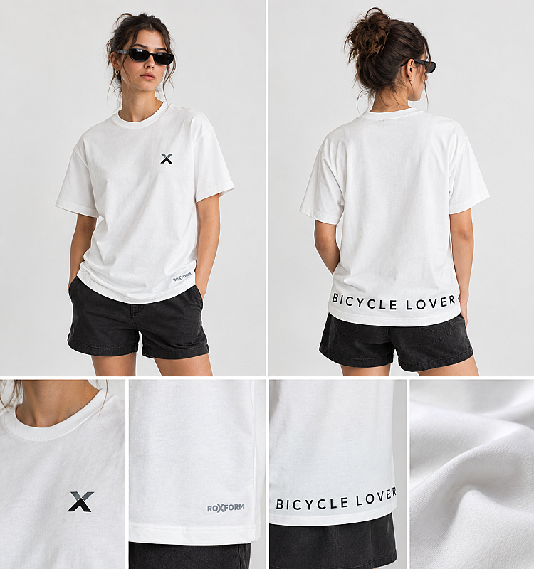 Roxform Bicycle Lover Baskılı Oversize Tişört | Unisex Bisiklet Tişörtü | %100 Pamuk - 6