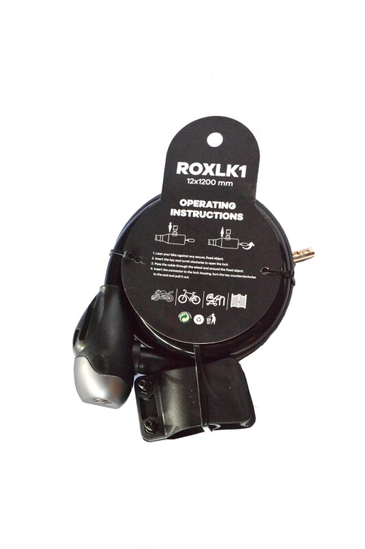 ROXFORM Bisiklet Kilit Anahtarlı 12*1200 mm Spıral Dolamalı Yüksek Güvenlik Siyah - 2
