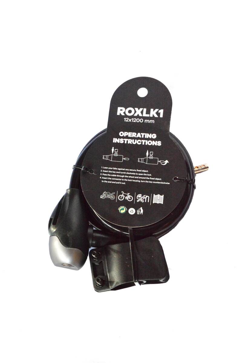ROXFORM Bisiklet Kilit Anahtarlı 12*1200 mm Spıral Dolamalı Yüksek Güvenlik Siyah - 2