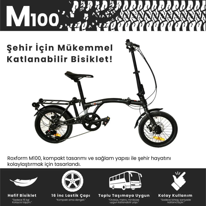 Roxform M-100 Katlanır Bisiklet – 16 Jant, 5 Vites, Alüminyum Kadro - 2