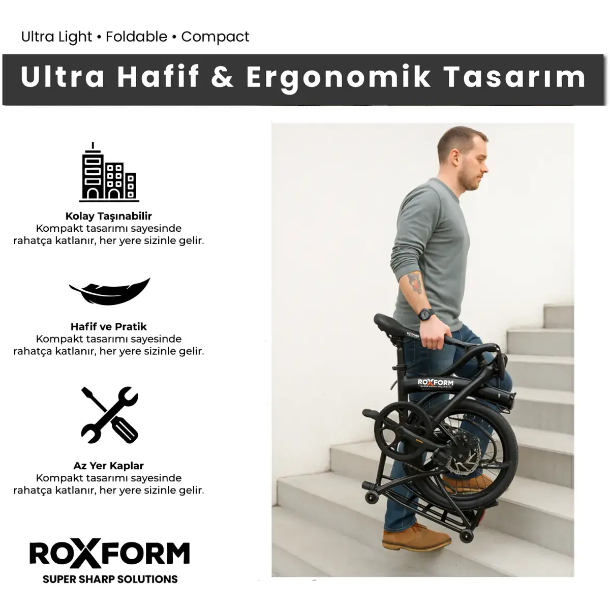 Roxform M-100 Katlanır Bisiklet – 16 Jant, 5 Vites, Alüminyum Kadro - 3