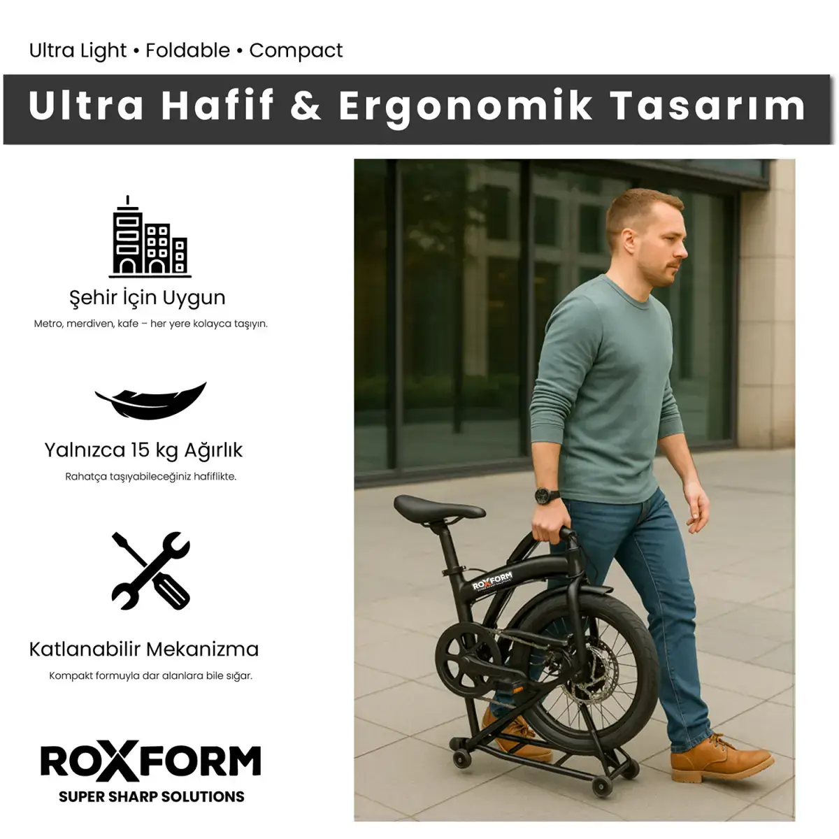 Roxform M-100 Katlanır Bisiklet – 16 Jant, 5 Vites, Alüminyum Kadro - 7