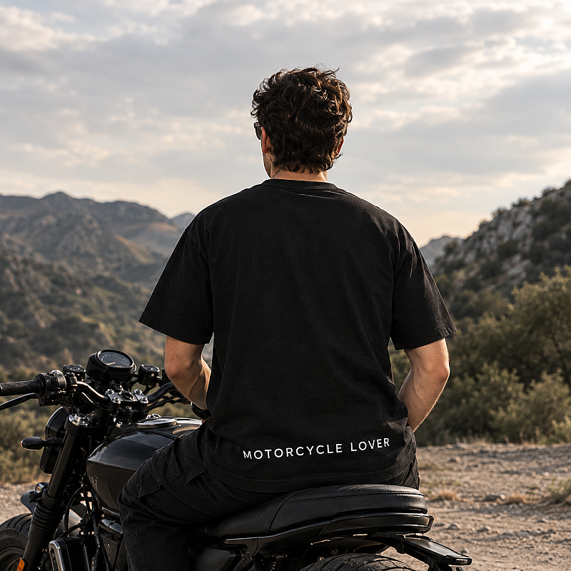 Roxform Motorcycle Lover Baskılı Oversize Tişört | Unisex Bisiklet Tişörtü | %100 Pamuk - 9