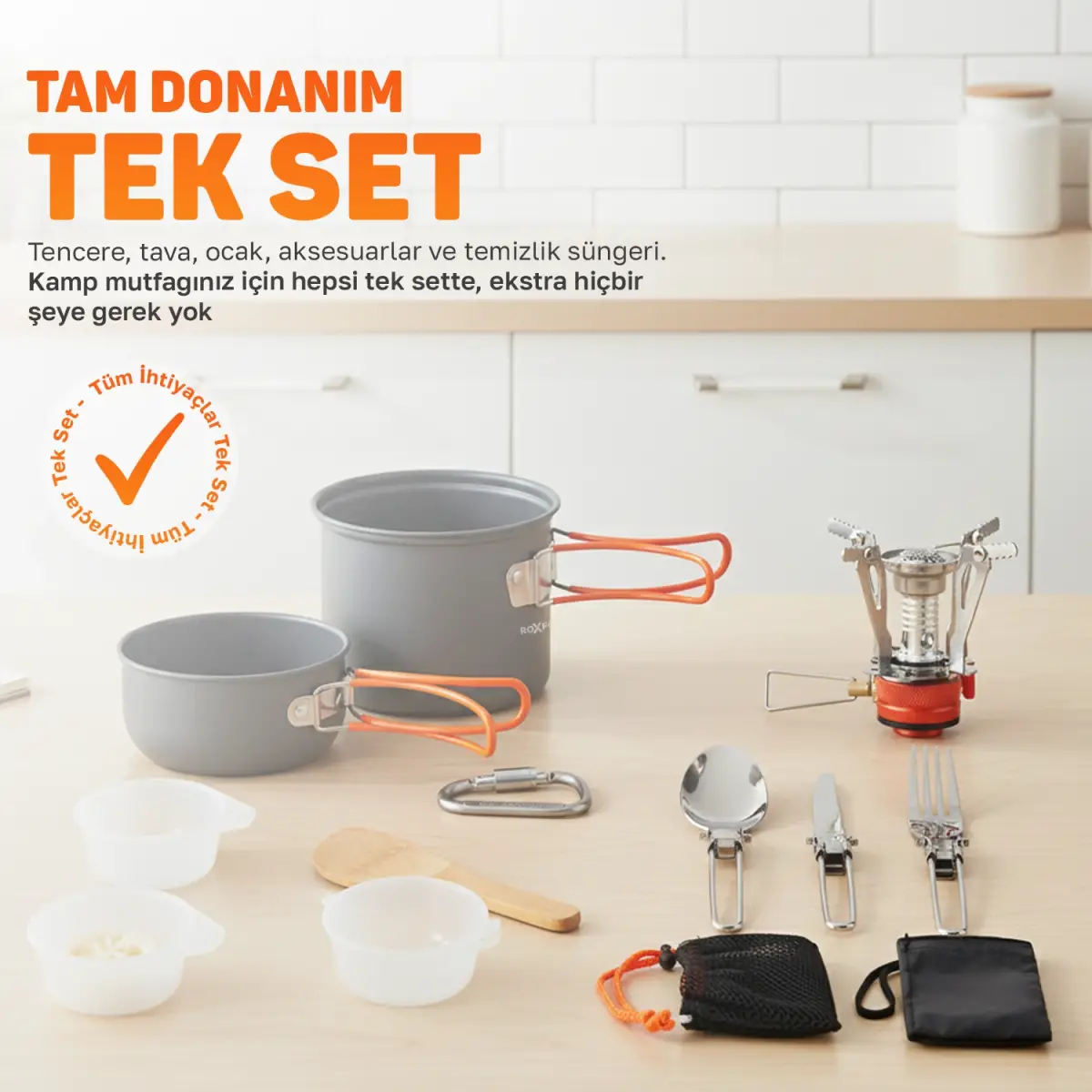 Roxform Nomad 01 Kamp Tencere Seti – Hafif ve Kompakt Kamp Seti - 7