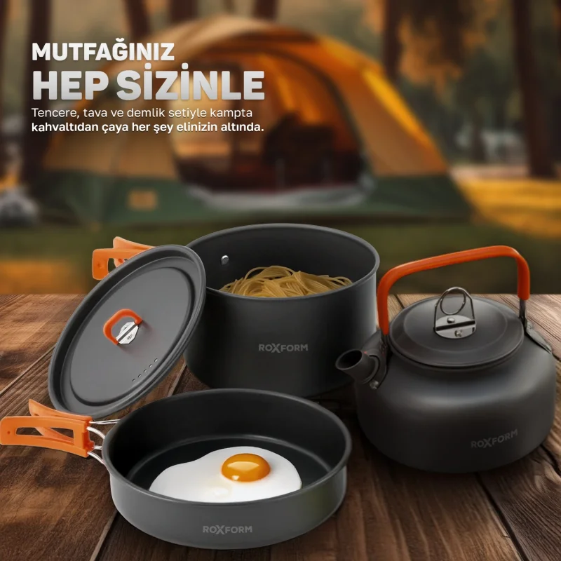 Roxform Nomad 03 Kamp Tencere Seti – 4 Kişilik Çok Fonksiyonlu Set - 10