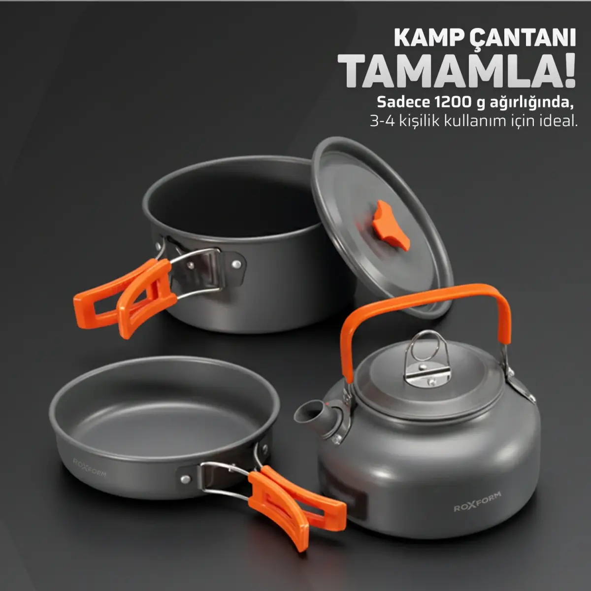 Roxform Nomad 03 Kamp Tencere Seti – 4 Kişilik Çok Fonksiyonlu Set - 8