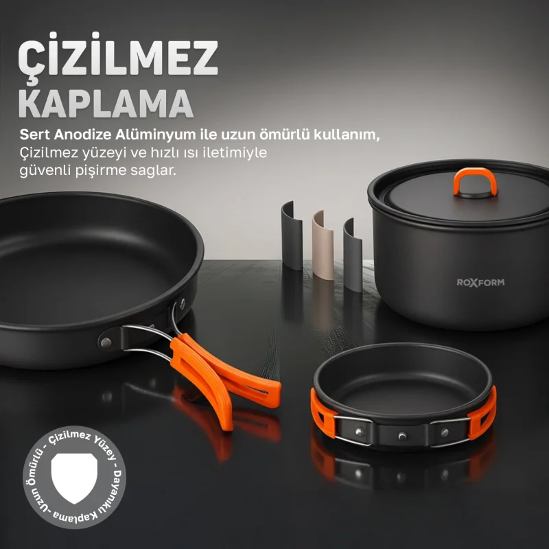 Roxform Nomad 03 Kamp Tencere Seti – 4 Kişilik Çok Fonksiyonlu Set - 9