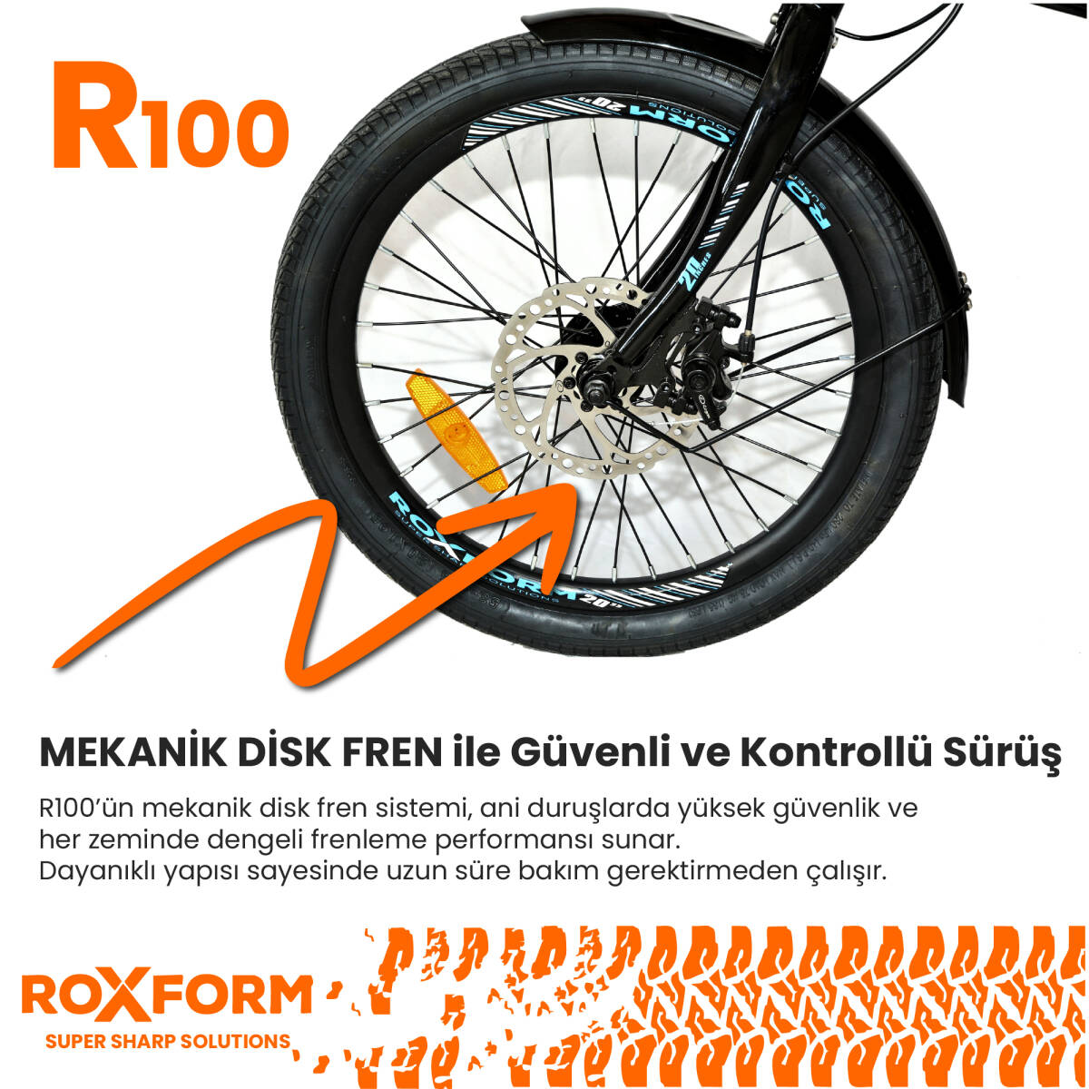 Roxform R-100 Elektrikli Katlanabilir Bisiklet 20 İnç Şehir Bisikleti - 8