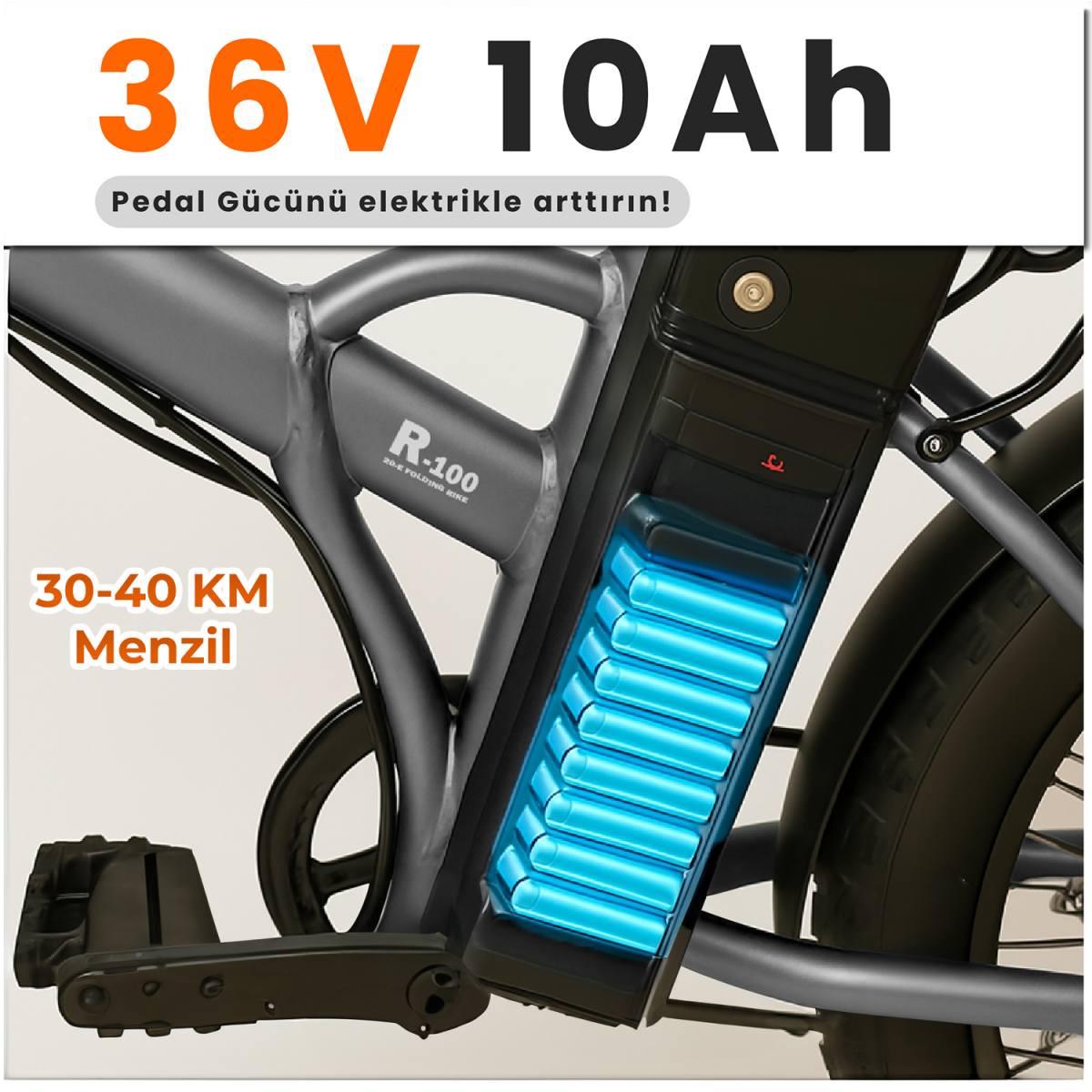 Roxform R-100 Elektrikli Katlanabilir Bisiklet 20 İnç Şehir Bisikleti - 36