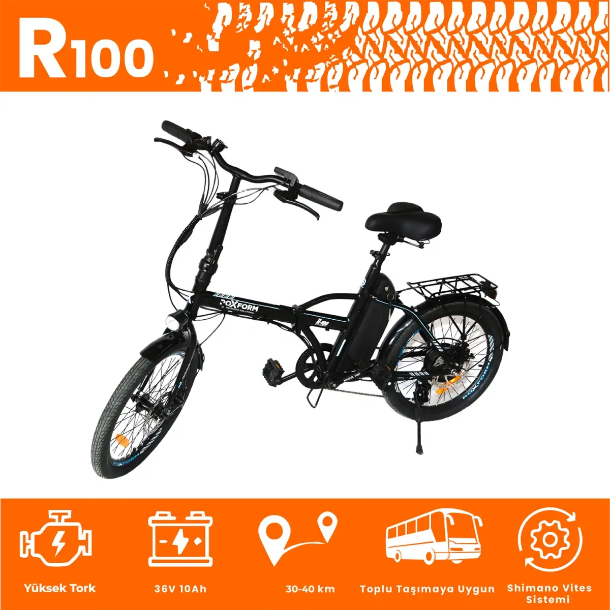 Roxform R-100 Elektrikli Katlanabilir Bisiklet 20 İnç Şehir Bisikleti - 42