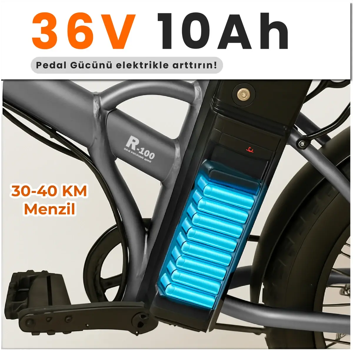 Roxform R-100 Elektrikli Katlanabilir Bisiklet 20 İnç Şehir Bisikleti - 47