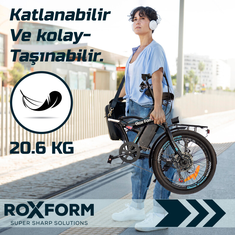 Roxform R-100 Elektrikli Katlanabilir Bisiklet 20 İnç Siyah - 6