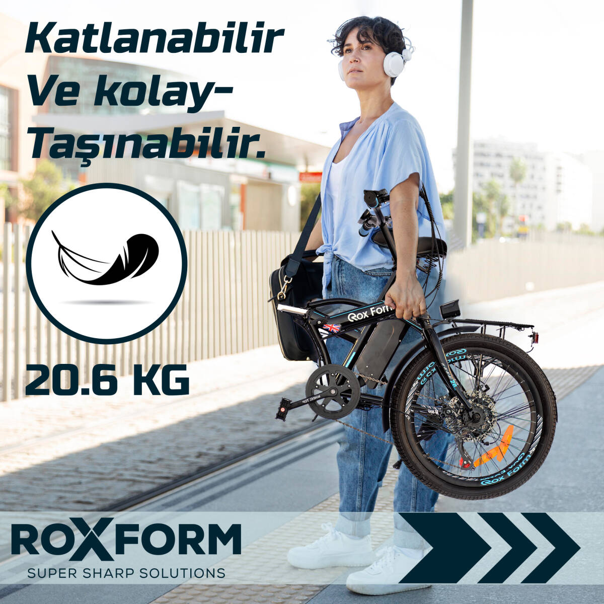 Roxform R-100 Elektrikli Katlanabilir Bisiklet 20 İnç Siyah - 6