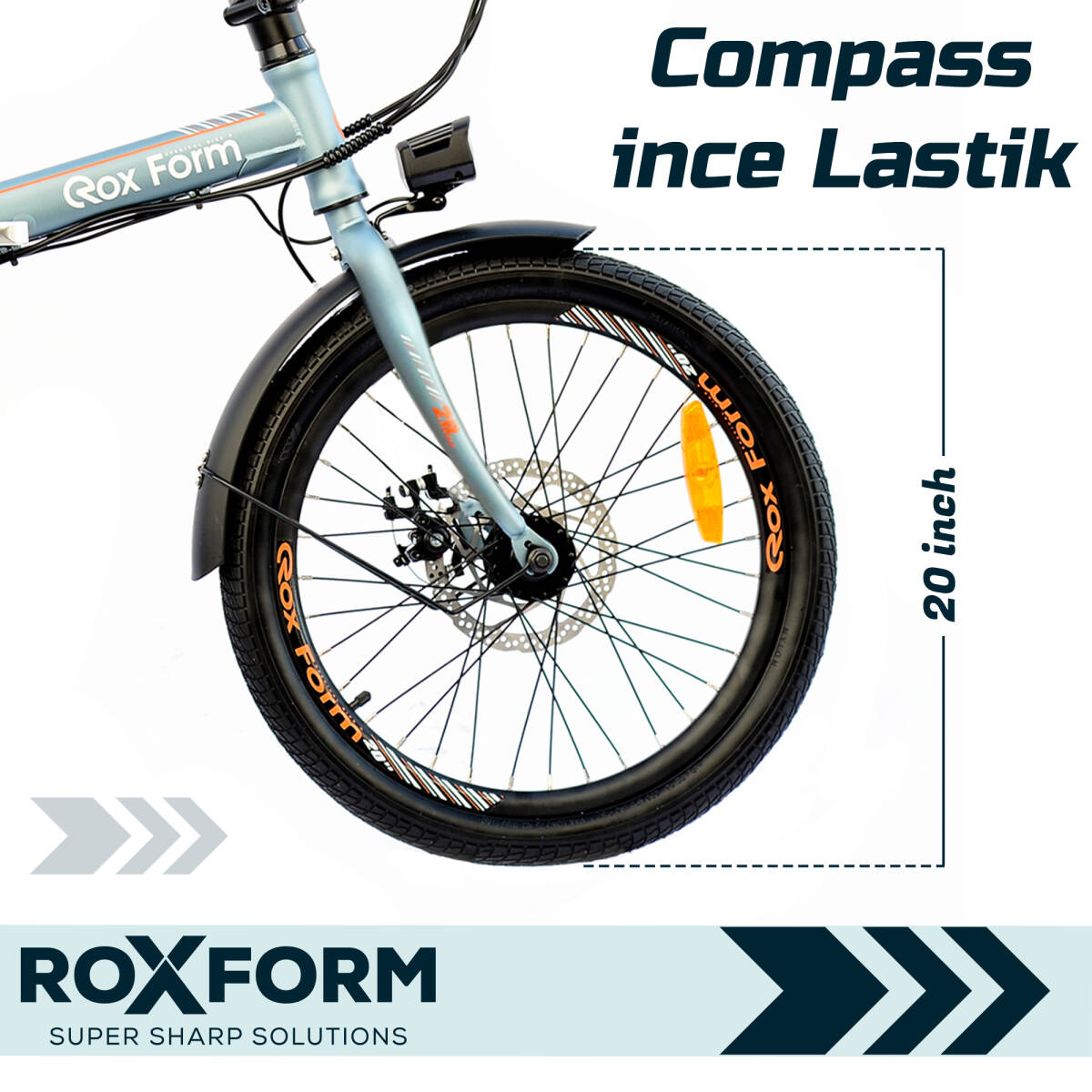Roxform R-100 Elektrikli Katlanabilir Bisiklet 20 İnç Titanyum Mavi - 3