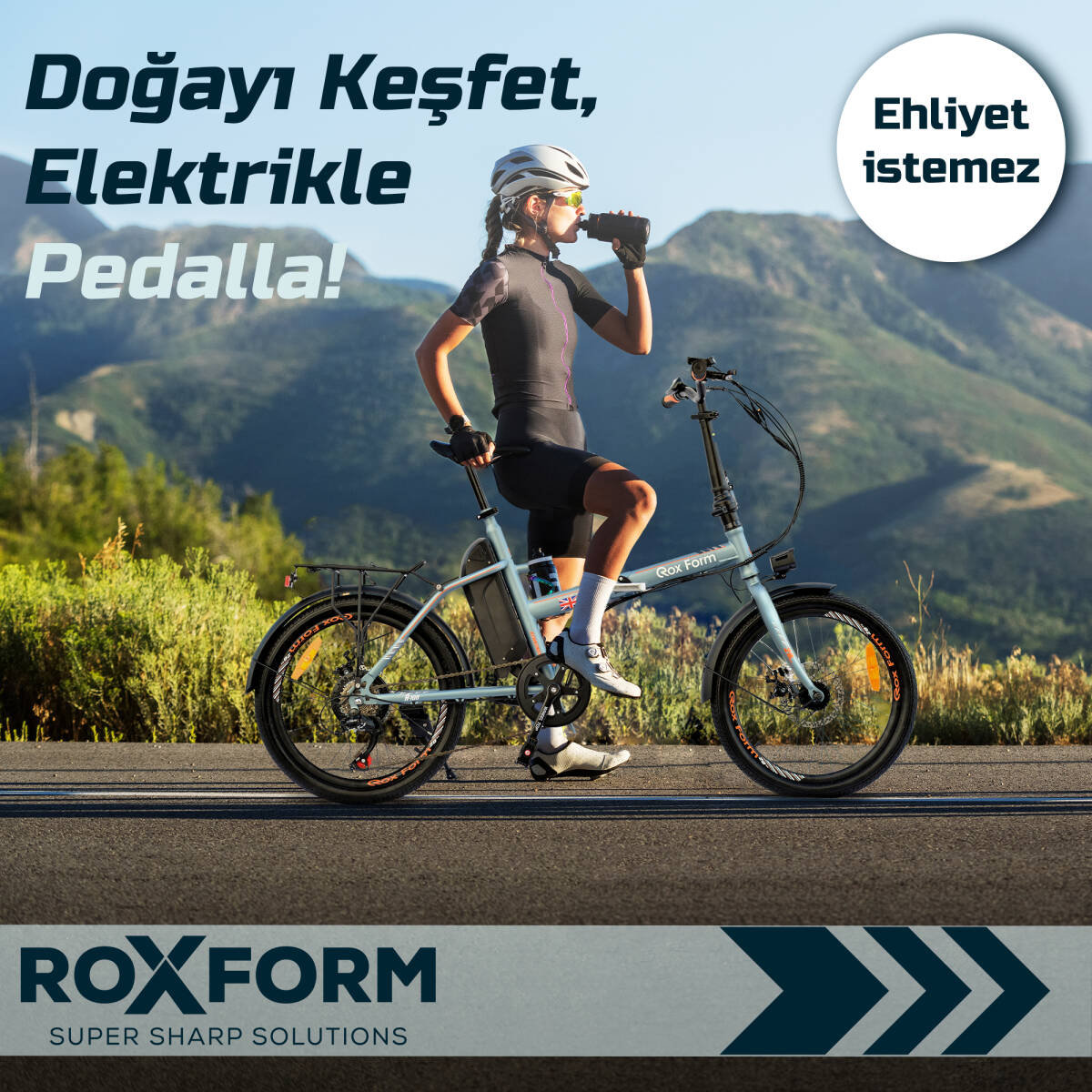 Roxform R-100 Elektrikli Katlanabilir Bisiklet 20 İnç Titanyum Mavi - 7