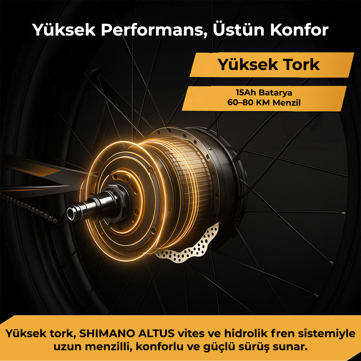 Roxform R-111 Elektrikli Katlanabilir Bisiklet 15AH Shimano Altus Hidrolik Fren Alüminyum Kadro - 26