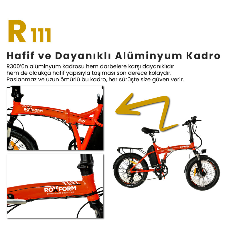 Roxform R-111 Elektrikli Katlanabilir Bisiklet 15AH Shimano Altus Hidrolik Fren Alüminyum Kadro - 48