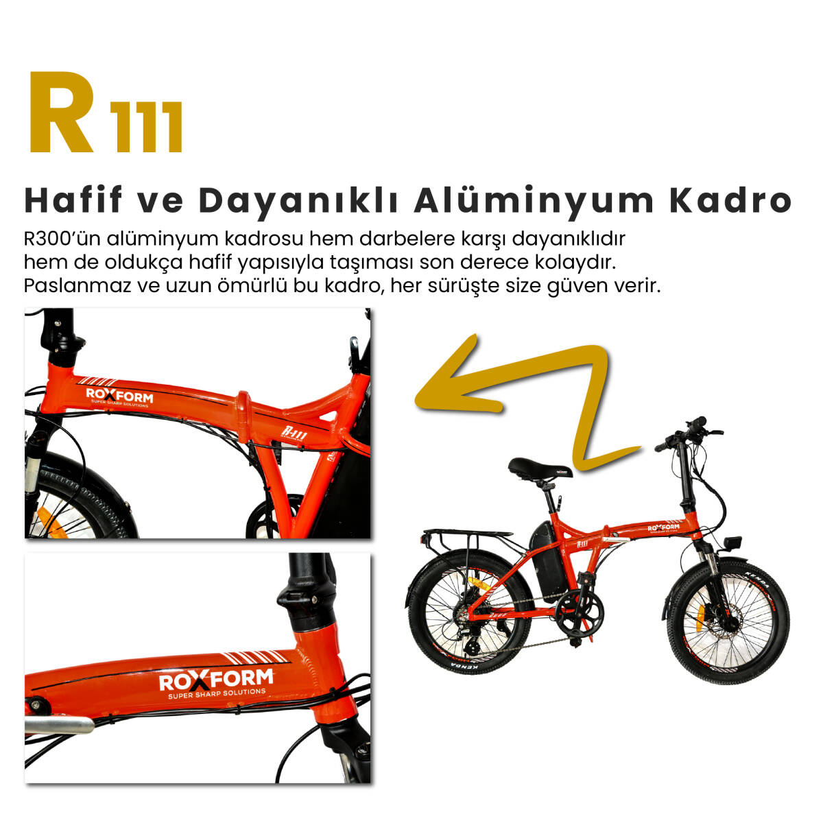 Roxform R-111 Elektrikli Katlanabilir Bisiklet 15AH Shimano Altus Hidrolik Fren Alüminyum Kadro - 48