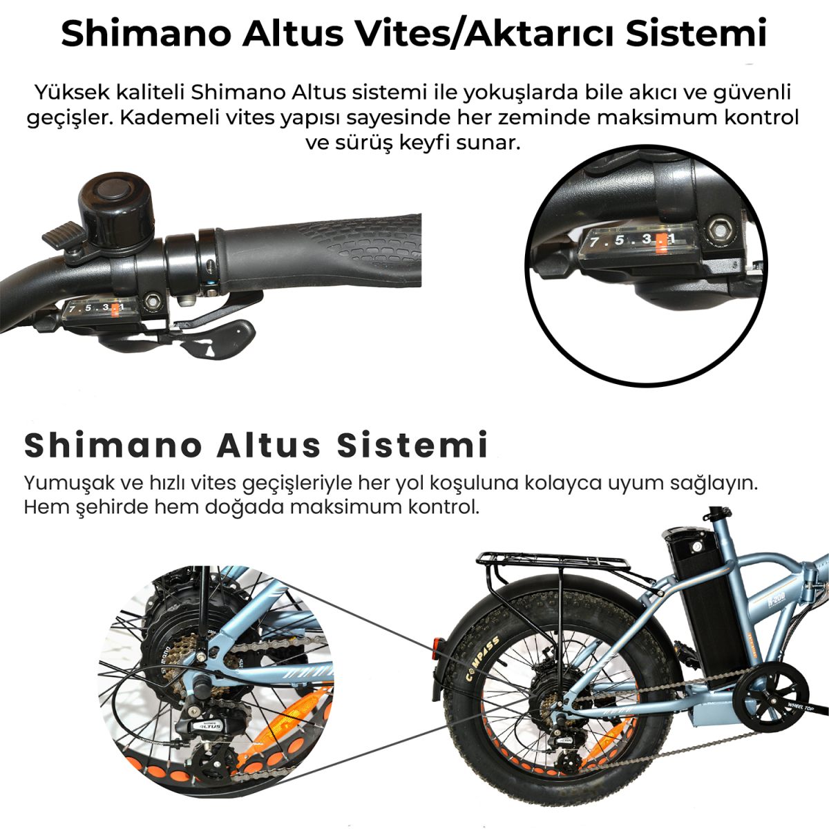 Roxform R-200 Elektrikli Katlanabilir Bisiklet 10AH Shimano Altus 20 İnç Şehir Bisikleti - 30