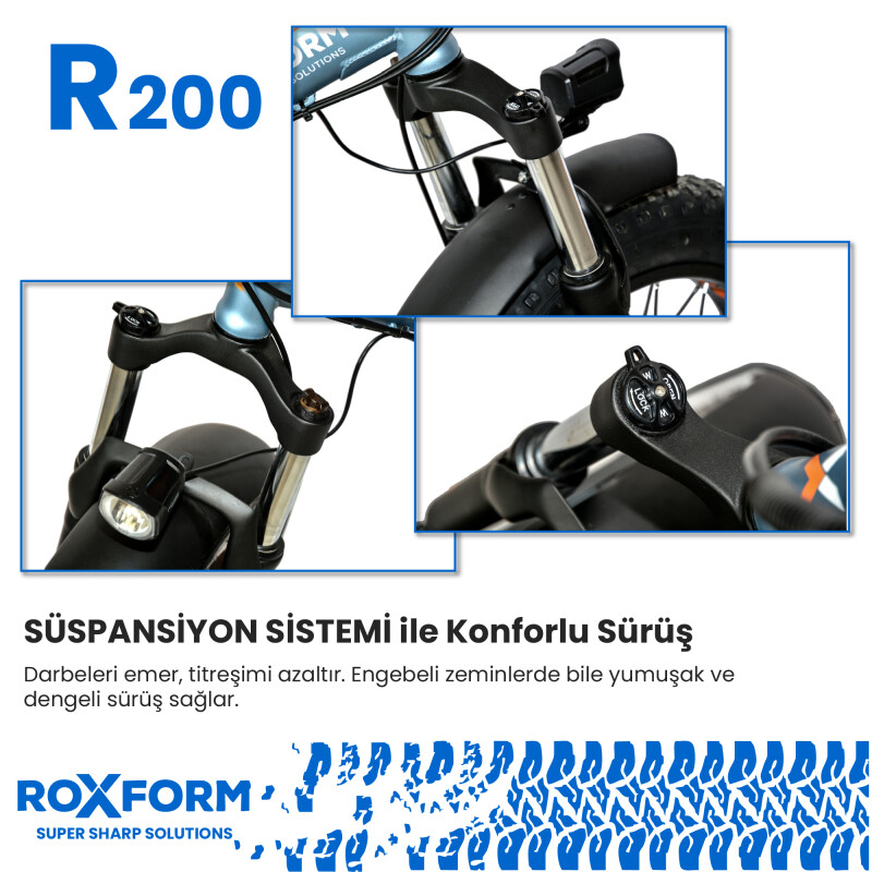 Roxform R-200 Elektrikli Katlanabilir Bisiklet 10AH Shimano Altus 20 İnç Şehir Bisikleti - 47