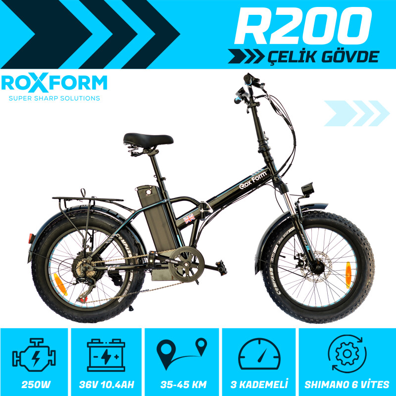 Roxform R-200 Elektrikli Katlanabilir Bisiklet 20 İnç Siyah - 2