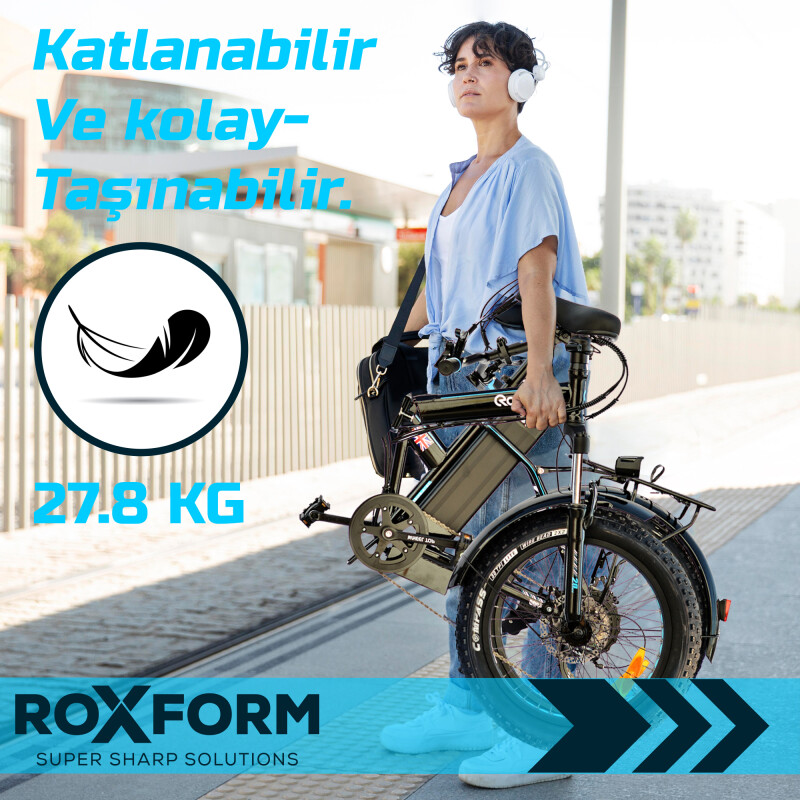 Roxform R-200 Elektrikli Katlanabilir Bisiklet 20 İnç Siyah - 6