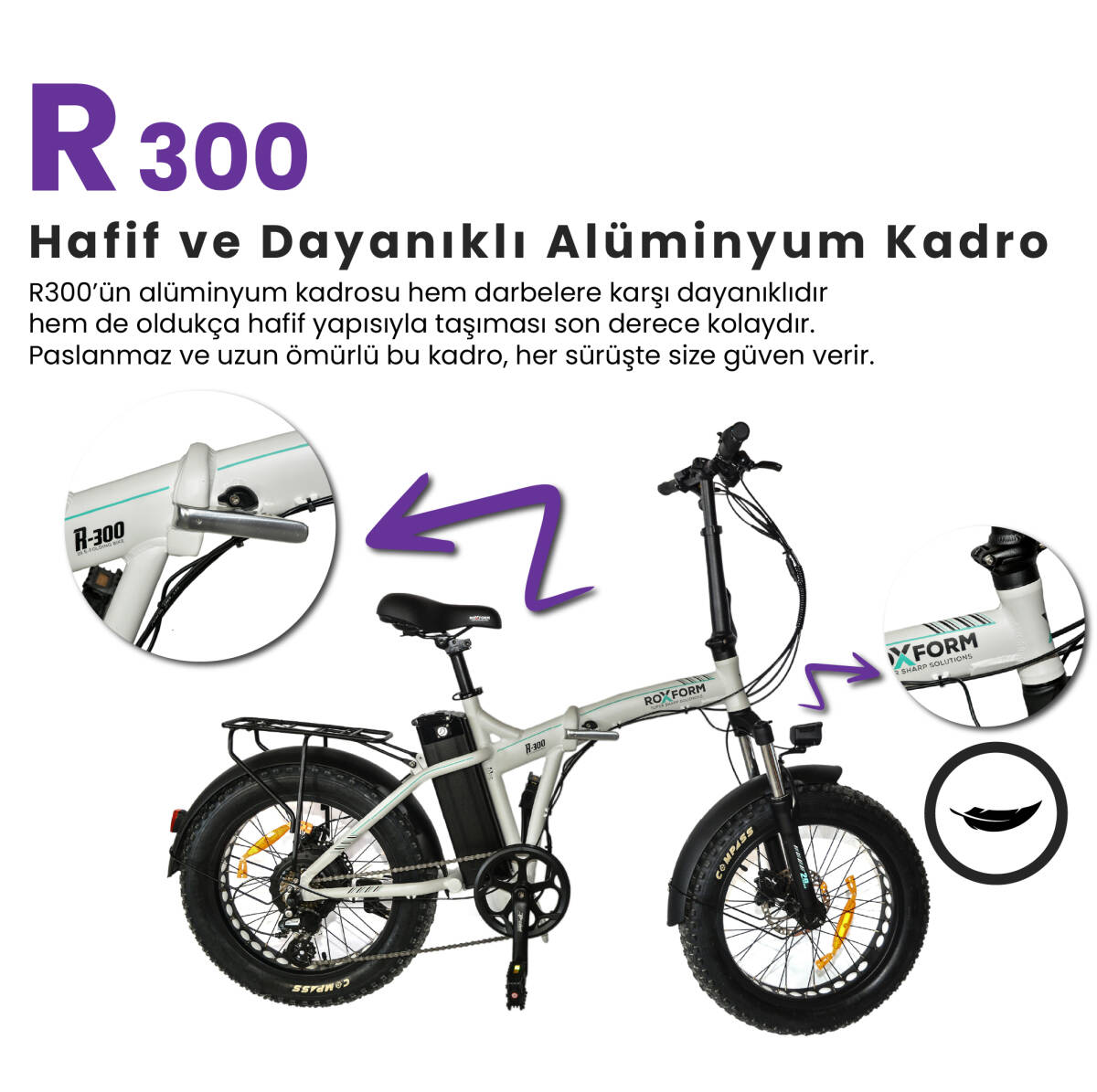 Roxform R-300 Elektrikli Katlanabilir Bisiklet 13AH/15AH Shimano Altus Hidrolik Fren Alüminyum Kadro - 27