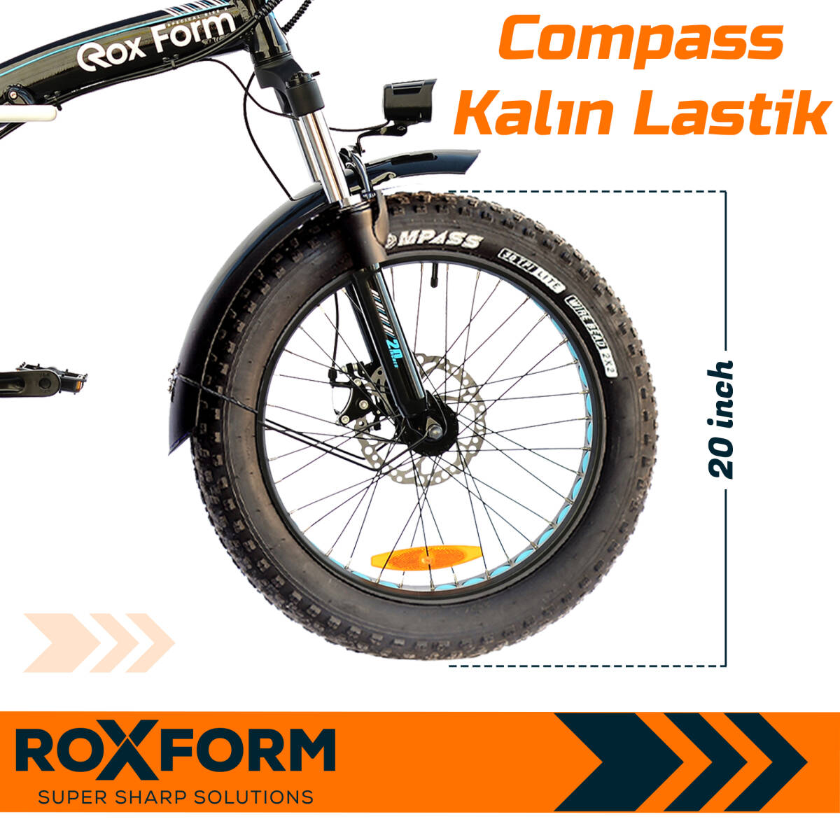 Roxform R-300 Elektrikli Katlanabilir Bisiklet 20 İnç Siyah - 3
