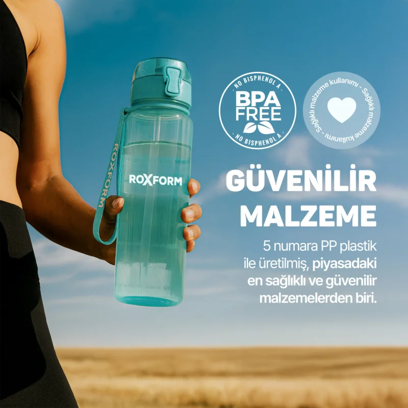 Roxform Suluk Matara 1100 ml, Premium PP Malzeme, Sağlıklı BPA & BPS İçermez, Kılıflı, Çift Kapaklı, Koku Yapmaz, Sızdırmaz ve Dayanıklı, Mavi - 10