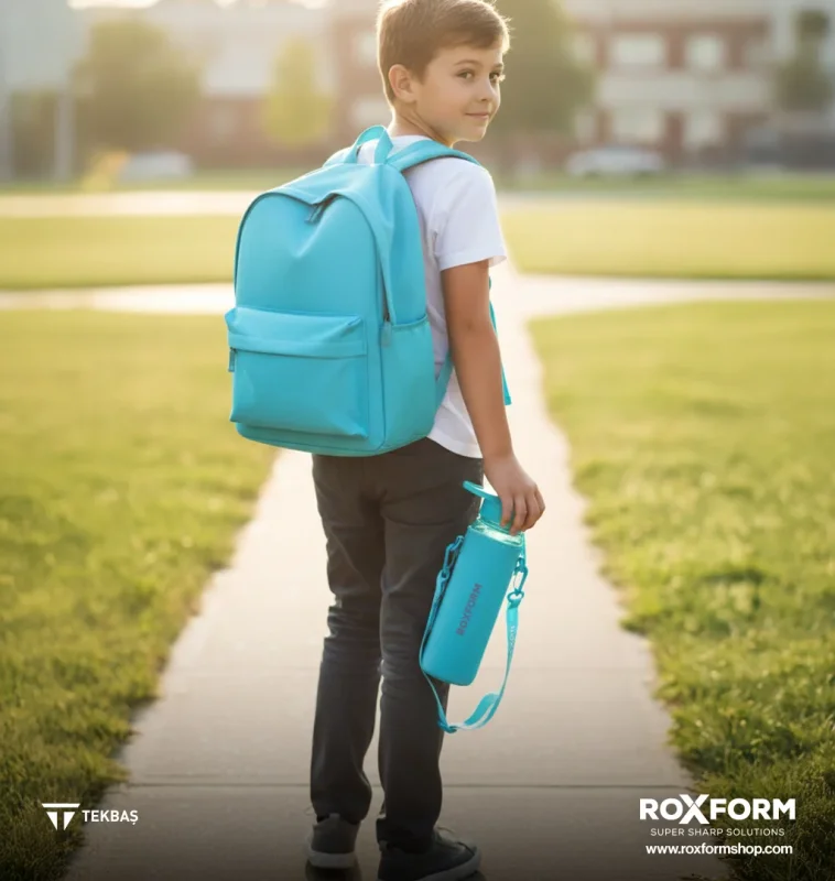 Roxform Suluk Matara 1100 ml, Premium PP Malzeme, Sağlıklı BPA & BPS İçermez, Kılıflı, Çift Kapaklı, Koku Yapmaz, Sızdırmaz ve Dayanıklı, Mavi - 2