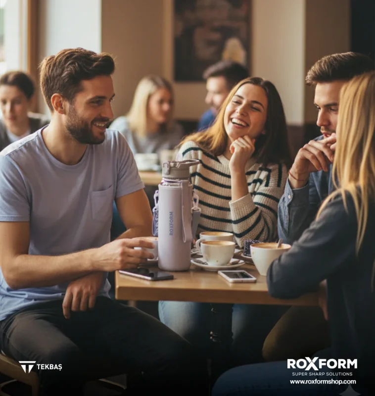 Roxform Suluk Matara 1100 ml, Premium PP Malzeme, Sağlıklı BPA & BPS İçermez, Kılıflı, Çift Kapaklı, Koku Yapmaz, Sızdırmaz ve Dayanıklı, Gri - 3