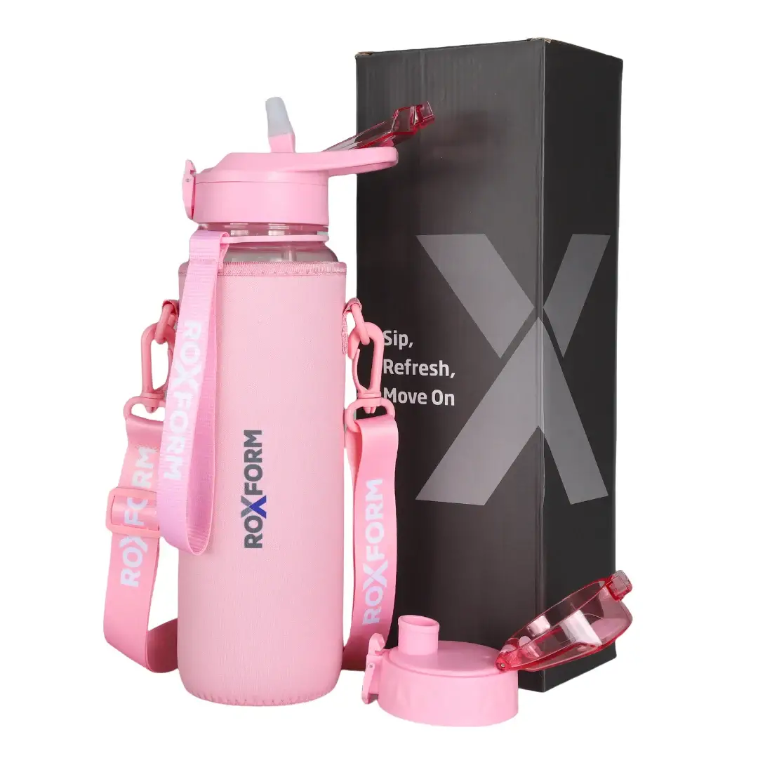 Roxform Suluk Matara 1100 ml, Premium PP Malzeme, Sağlıklı BPA & BPS İçermez, Kılıflı, Çift Kapaklı, Koku Yapmaz, Sızdırmaz ve Dayanıklı, Pembe - 1