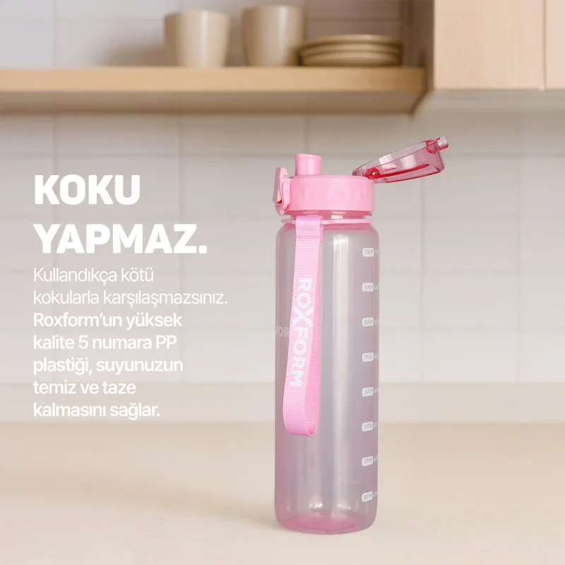 Roxform Suluk Matara 1100 ml, Premium PP Malzeme, Sağlıklı BPA & BPS İçermez, Kılıflı, Çift Kapaklı, Koku Yapmaz, Sızdırmaz ve Dayanıklı, Pembe - 7
