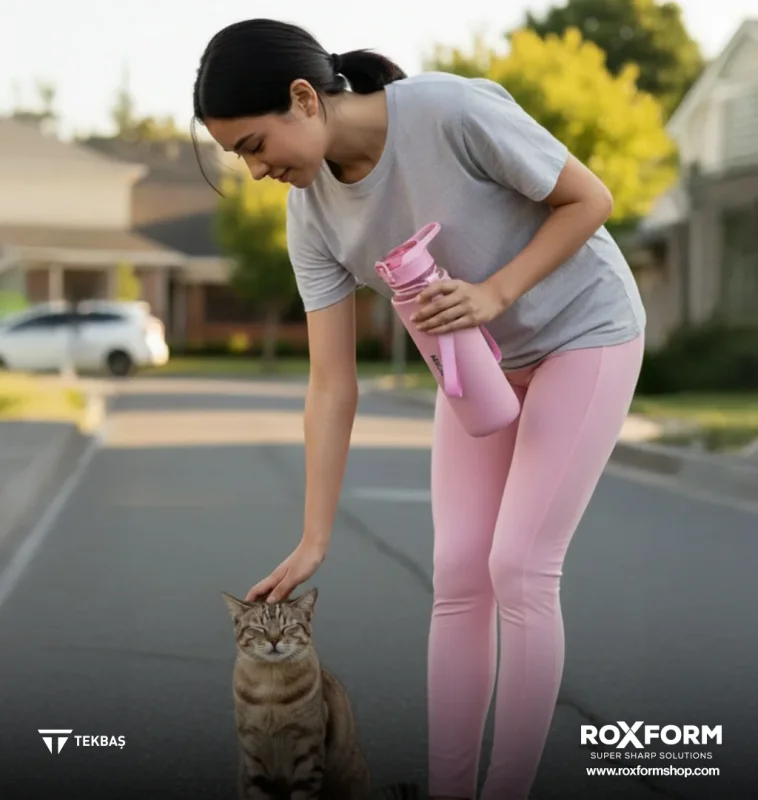 Roxform Suluk Matara 1100 ml, Premium PP Malzeme, Sağlıklı BPA & BPS İçermez, Kılıflı, Çift Kapaklı, Koku Yapmaz, Sızdırmaz ve Dayanıklı, Pembe - 4