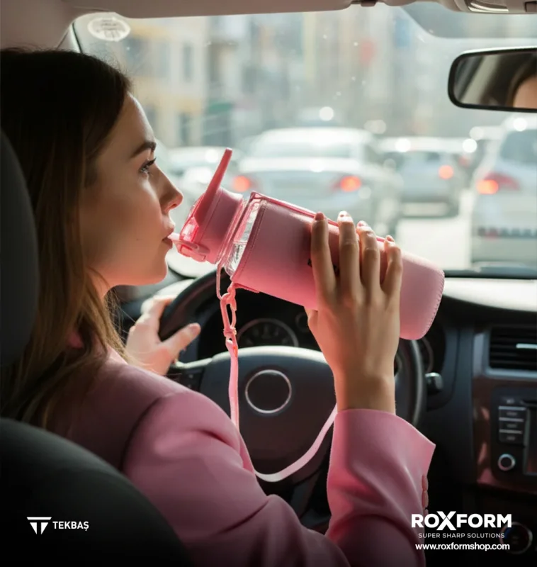 Roxform Suluk Matara 1100 ml, Premium PP Malzeme, Sağlıklı BPA & BPS İçermez, Kılıflı, Çift Kapaklı, Koku Yapmaz, Sızdırmaz ve Dayanıklı, Pembe - 2