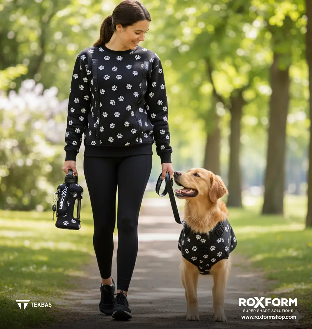 Roxform Suluk Matara 2200 ml, Premium PP Malzeme, Sağlıklı BPA & BPS İçermez, Kılıflı, Çift Kapaklı, Koku Yapmaz, Sızdırmaz ve Dayanıklı, Pati Cep Kılıf, Siyah - 2