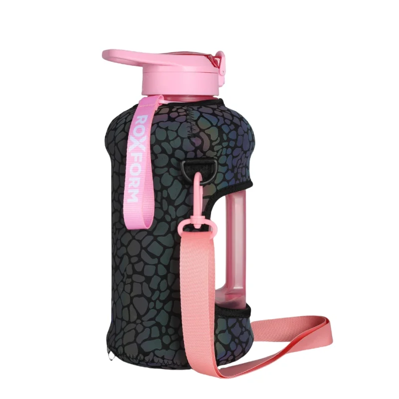 Roxform Suluk Matara 2200 ml, Premium PP Malzeme, Sağlıklı BPA & BPS İçermez, Kılıflı, Çift Kapaklı, Koku Yapmaz, Sızdırmaz ve Dayanıklı, Leopar Kılıf, Pembe - 2