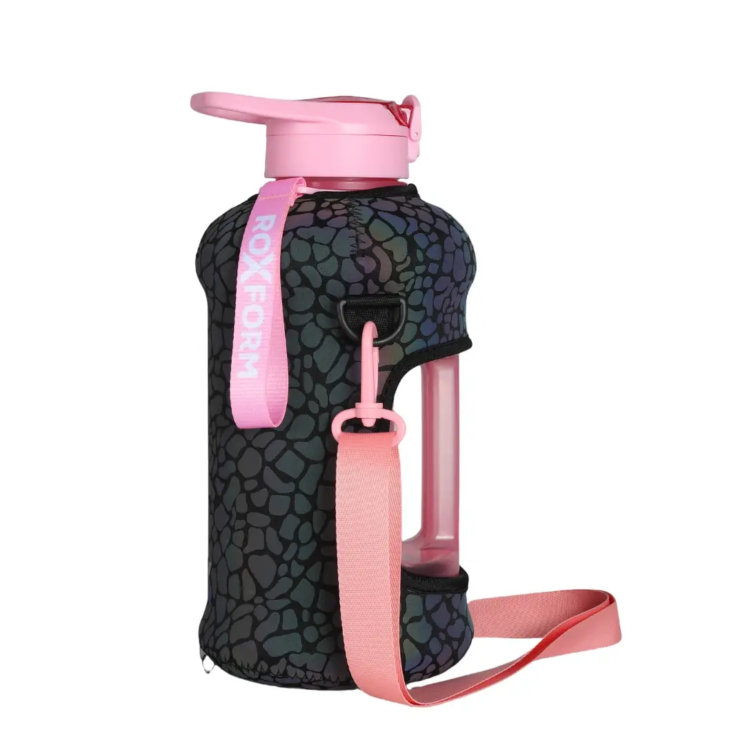 Roxform Suluk Matara 2200 ml, Premium PP Malzeme, Sağlıklı BPA & BPS İçermez, Kılıflı, Çift Kapaklı, Koku Yapmaz, Sızdırmaz ve Dayanıklı, Leopar Kılıf, Pembe - 2