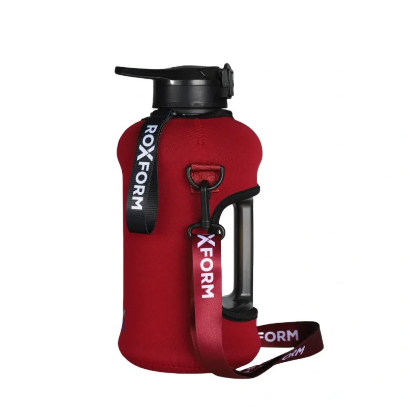 Roxform Suluk Matara 2200 ml, Premium PP Malzeme, Sağlıklı BPA & BPS İçermez, Kılıflı, Çift Kapaklı, Koku Yapmaz, Sızdırmaz ve Dayanıklı, Bordo Kılıf, Siyah - 1