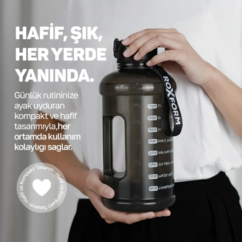 Roxform Suluk Matara 2200 ml, Premium PP Malzeme, Sağlıklı BPA & BPS İçermez, Kılıflı, Çift Kapaklı, Koku Yapmaz, Sızdırmaz ve Dayanıklı, Bordo Kılıf, Siyah - 11